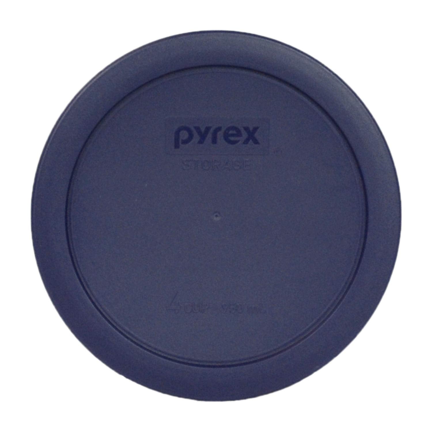 Pyrex (1) 7402-PC 6/7-Cup Red, (2) 7210-PC 3-Cup Light Green, (1) 7201-PC 4-Cup Blue, and (2) 7200-PC 2-Cup Orange Food Storage Lids - Made in USA