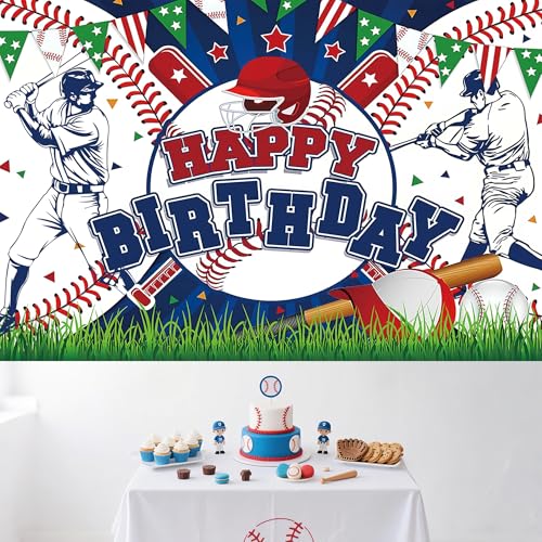 Baseball Birthday Party Backdrop - 70.8 x 47.2 Inch Banner for Boys