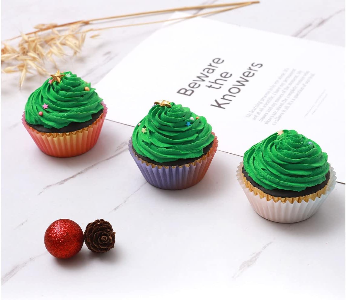 Qiqee Cupcake Liners - 300-Count Food Grade Baking Cups with Gradient Design | Perfect for Parties