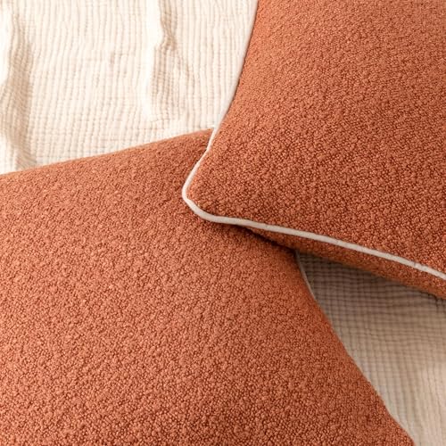 Amazon Basics Boucle Throw Pillow Covers, Brown, 16x16in, Pack of 2