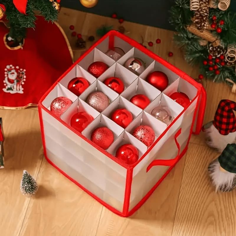 Yubeaahn 64-Ornament Storage Box, 4-Tier Holiday Organizer with Dividers