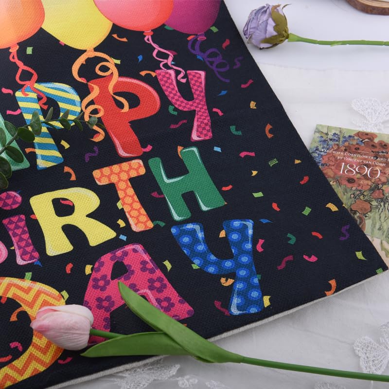 Happy Birthday Throw Pillow Cover 18x18 Inch - Black Balloon Design, Gift for Kids & Teens - Sisadodo