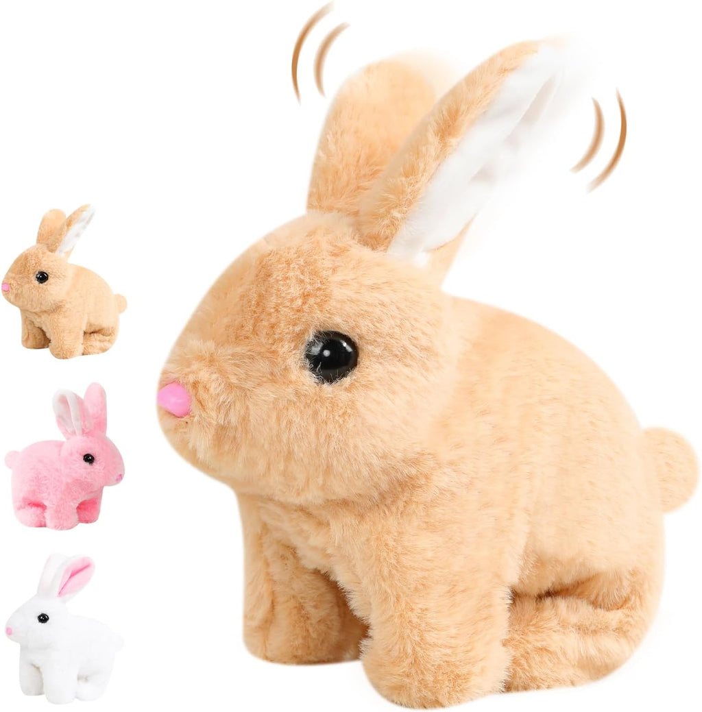 Vizela Realistic Rabbit Toy - Interactive Plush Bunny With Lifelike Movements | 7'' Brown Easter Gift