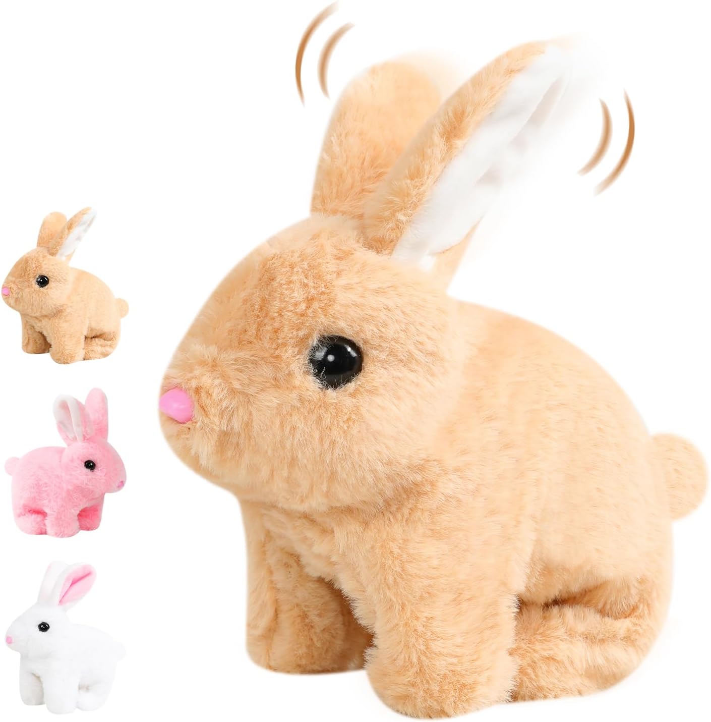 Vizela Realistic Rabbit Toy - Interactive Plush Bunny With Lifelike Movements | 7'' Brown Easter Gift