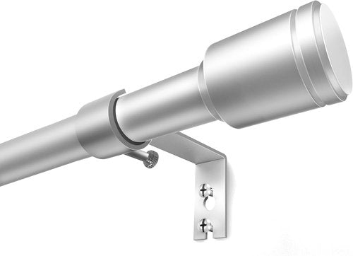 Adjustable 5/8” Diameter Curtain Rods by [Brand Name] - 30-60 Inch for 30-54 Inch Windows | Silver Finish, 2 Pack