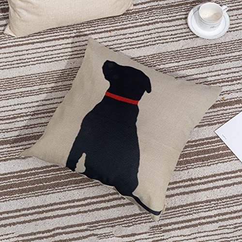 Dog Print Cotton Linen Throw Pillow Cover 18 x 18 Inch Decorative Cushion