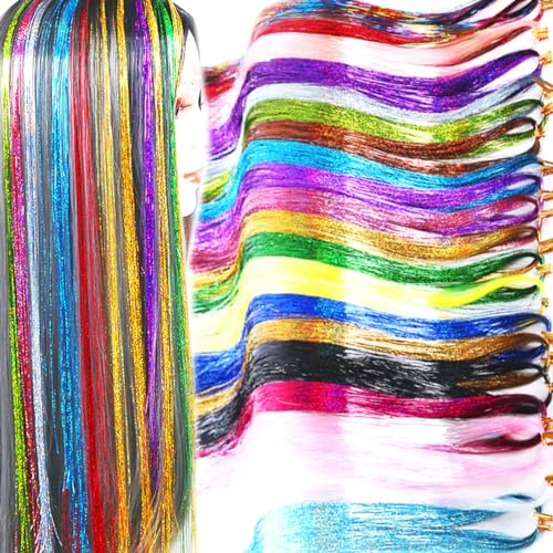 Hair Tinsel Kit with Tools - 1200 Strands Heat Resistant Glitter Hair Extensions