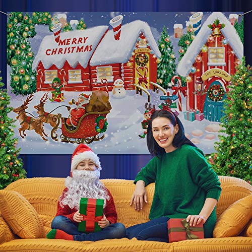 Christmas Wall Scene Santa Workshop and Toy Shop Backdrop - Extra Large Holiday Decor
