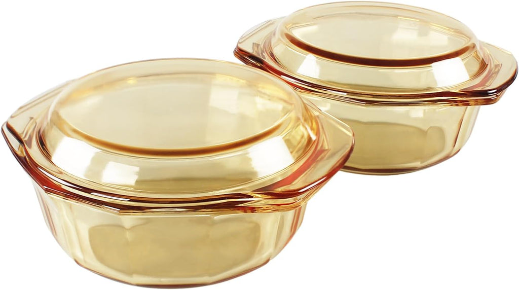 Skiennix Glass Casserole Dish - 27oz Round Baking Pan with Lid & Handles | Oven Safe Cookware