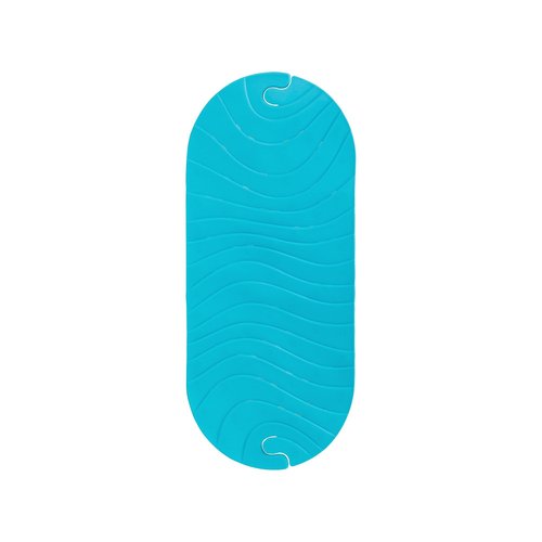 Boon B11192 RIPPLE Textured Non Slip Baby Bath Tub Mat with Hanging Hook and Drain Holes, Blue