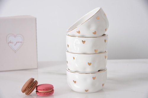 Heart To Heart Set of 4 Snack Bowls, 3.75" x 3.75" x 2"