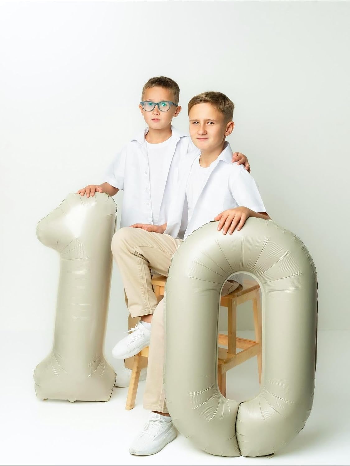 Skiennix 40-Inch Number Balloon - Cream Foil Balloon for 10th Birthday & Wedding Celebrations