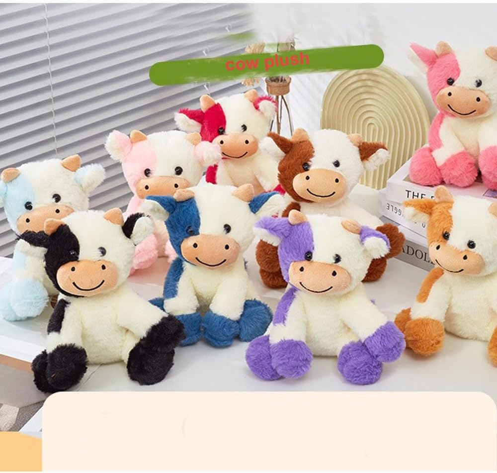 YUKOUQIAN Cow Plush Doll Toy - Cute 8-Inch Stuffed Animal for Kids | Perfect Christmas Gift