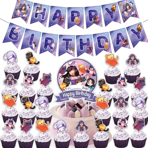 Cat Game Party Cake Topper Set - 25 Pcs Birthday Decorations