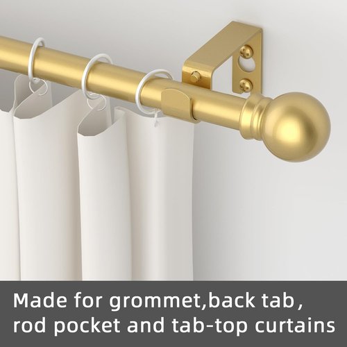 GXOACKJ Decorative Gold Curtain Rods - Heavy Duty Metal Set for Windows 48 to 84 Inches
