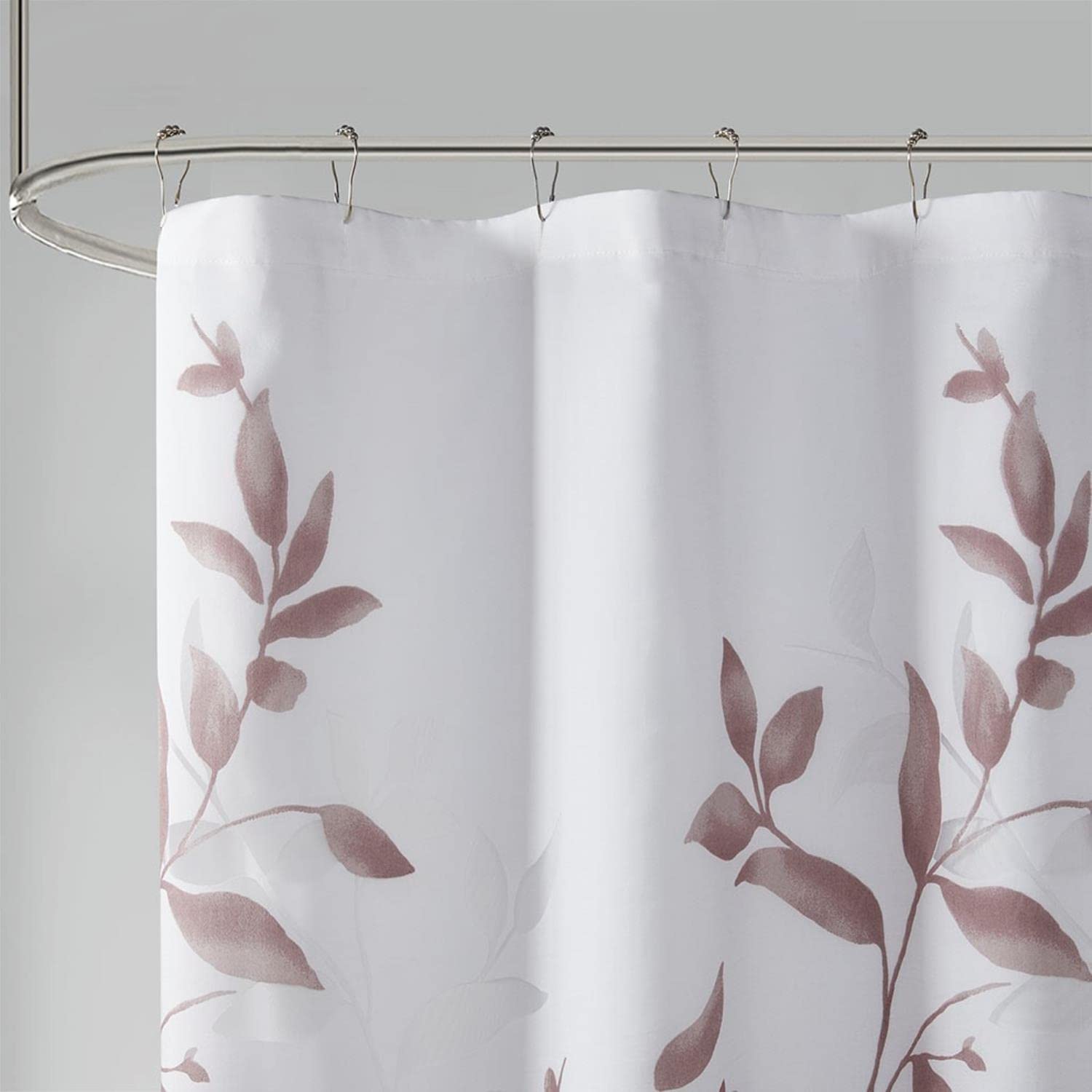 Madison Park Cecily Shower Curtain, Luxurious Botanical Leaf Print, Modern Serene Bathroom Décor, Machine Washable Bath Privacy Screen, 72x72, Mauve