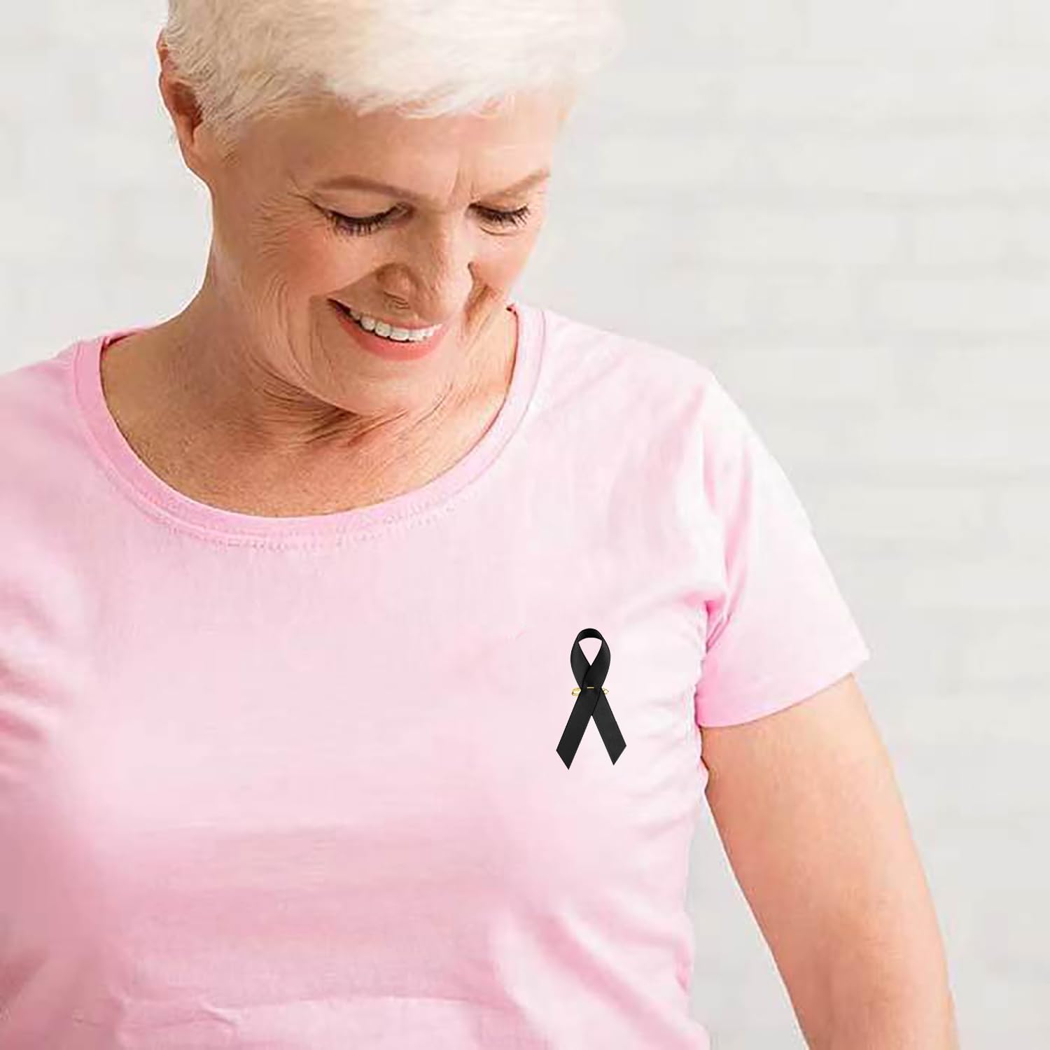 Skiennix Black Ribbon Awareness Pins - 100pcs Satin Brooches for Melanoma & Skin Cancer Remembrance
