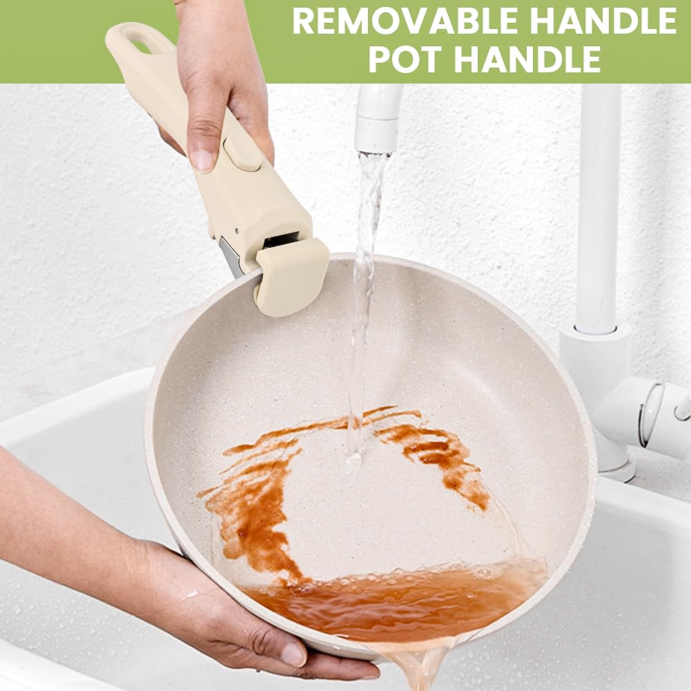 XuYelora Detachable Pot Handle, Removable Replacement Handle for Pots and Pans, Universal Cream White Pan Handles, Fits All Cookware, Heat Resistant & Durable, with 1 Hook(Cream White,Size:1pack)