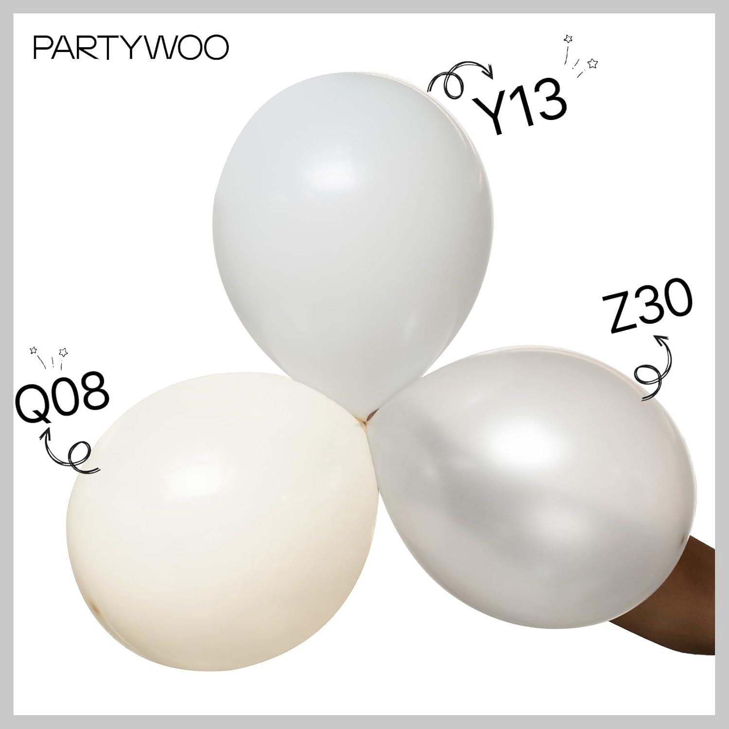 PartyWoo Pearl White Balloons - 152-Piece Metallic Latex Balloon Arch Kit | Wedding & Party Decor