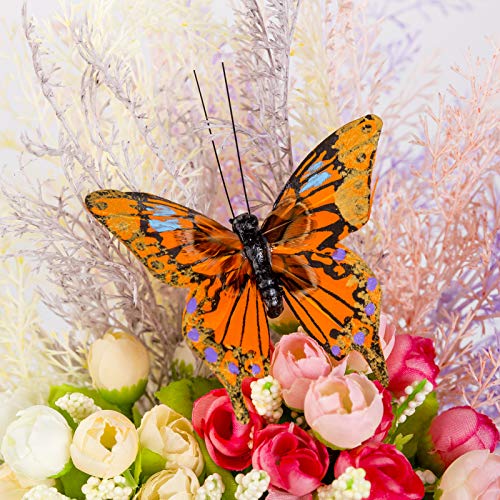 Feather Butterfly Picks Set of 12 Floral & Craft Decorations