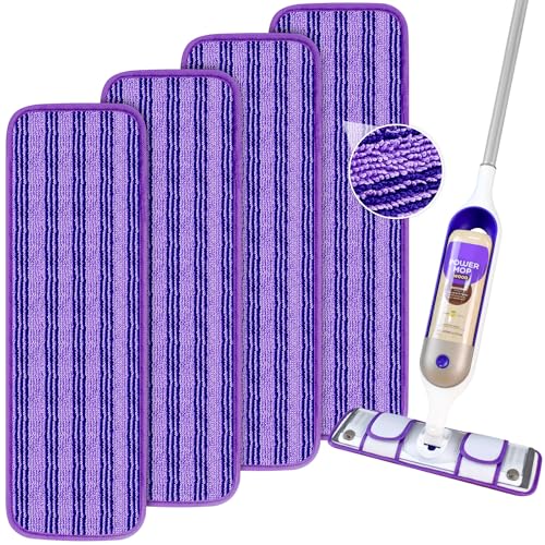 Reusable Mop Pads for Swiffer Power Mop - 4 Pack, Cationic Material