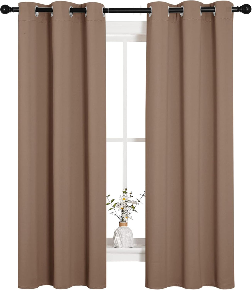 NICETOWN Blackout Window Curtains - Thermal Insulated Grommet Drapery Panels, Set of 2 (34x63 Inch, Cappuccino)