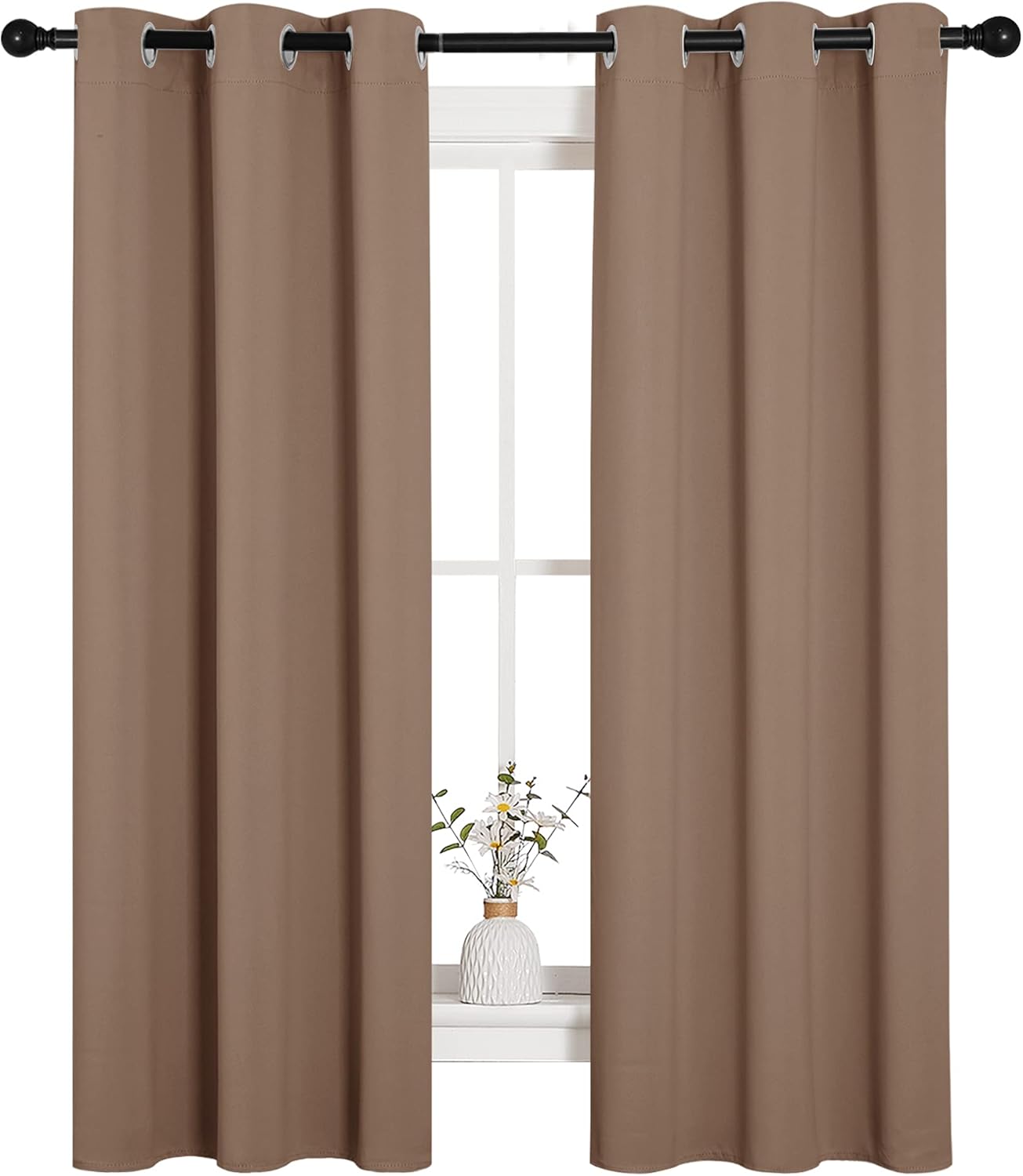 NICETOWN Blackout Window Curtains - Thermal Insulated Grommet Drapery Panels, Set of 2 (34x63 Inch, Cappuccino)