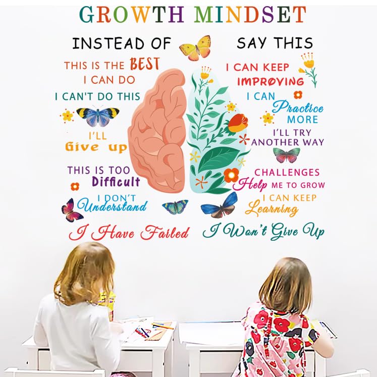 Inspirational Growth Mindset Wall Decals - Positive Quotes Stickers