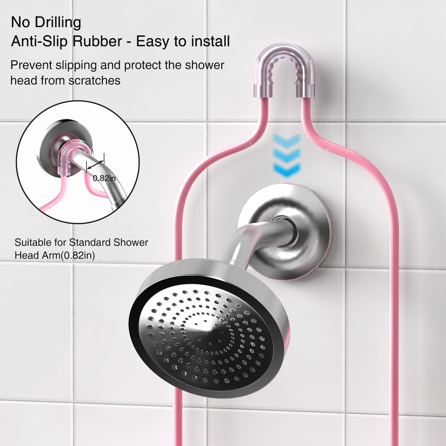 DAOYA Pink 3-Tier Over Head Shower Caddy with Soap Holder & 6 Hooks - Hanging Shower Caddy for Bathroom Organizer