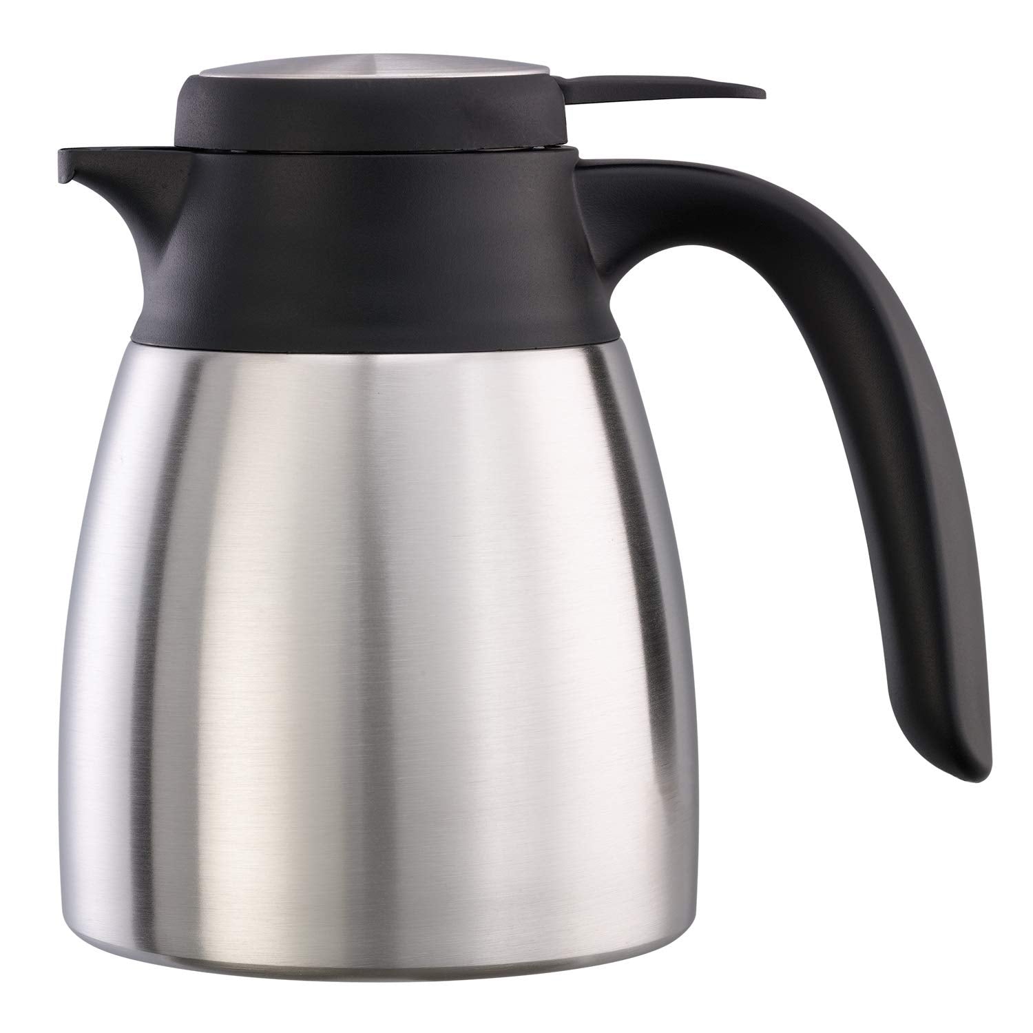 Service Ideas FCC06SS Flow Control Server, Vacuum Insulated, 0.6 Liter (20 Ounces), Stainless Steel/Black