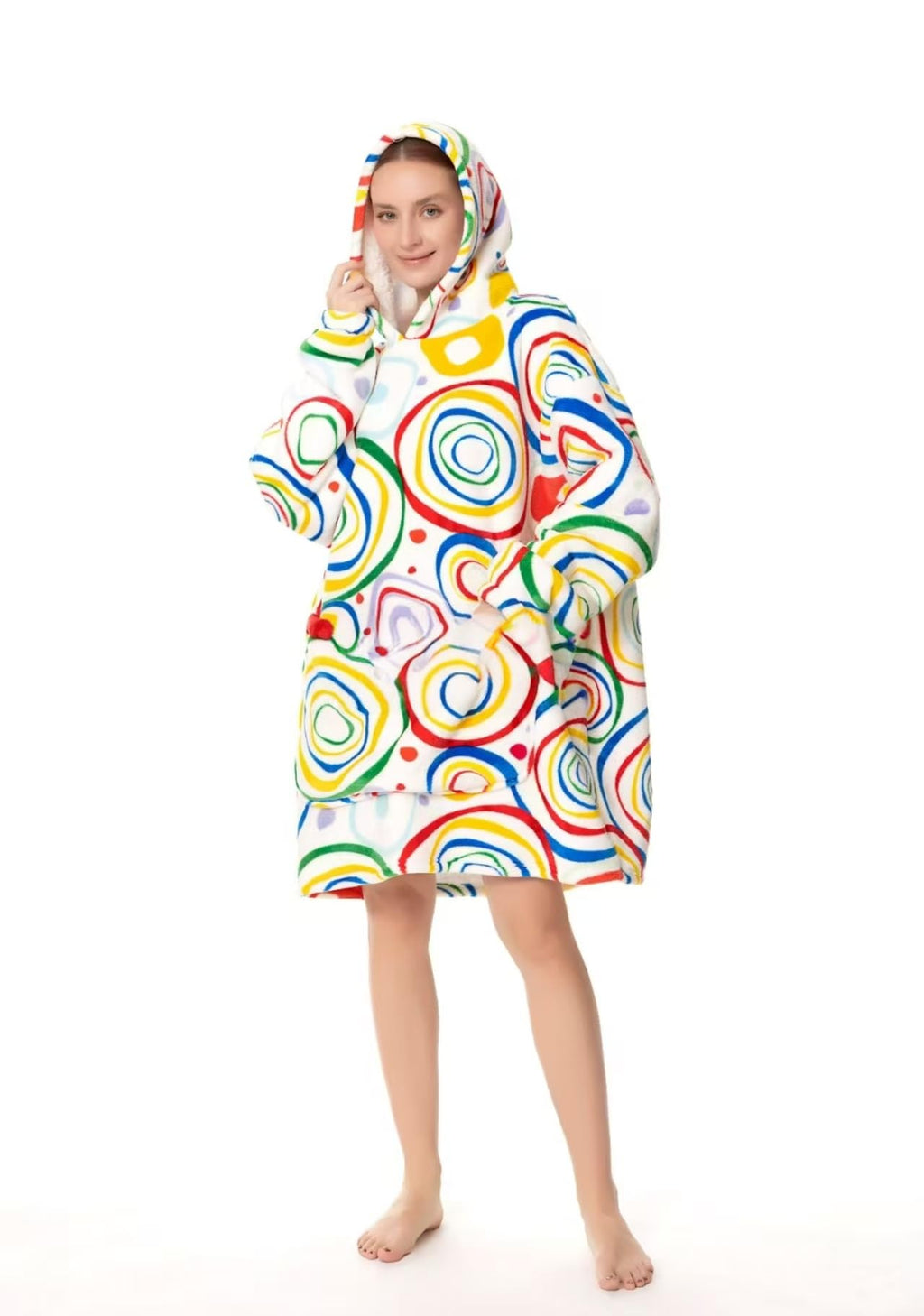 FAMWMGB Wearable Blanket Hoodie for Adults, Oversized Sherpa Fleece Sweatshirt Blanket with Sleeves and Pockets, Soft Cozy Hooded Blanket for Women and Men, Warm Flannel Lined for Winter Comfort