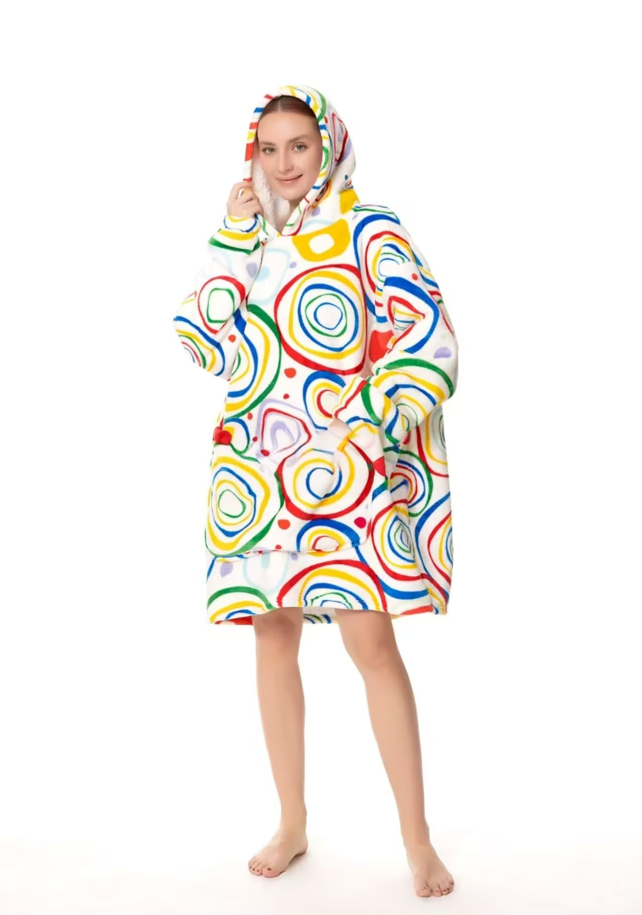 FAMWMGB Wearable Blanket Hoodie for Adults, Oversized Sherpa Fleece Sweatshirt Blanket with Sleeves and Pockets, Soft Cozy Hooded Blanket for Women and Men, Warm Flannel Lined for Winter Comfort