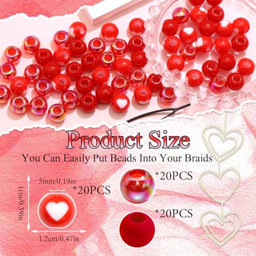 NAISKA 60Pcs Kids Hair Beads Colorful Round Pony Dreadlock Beads for Braids