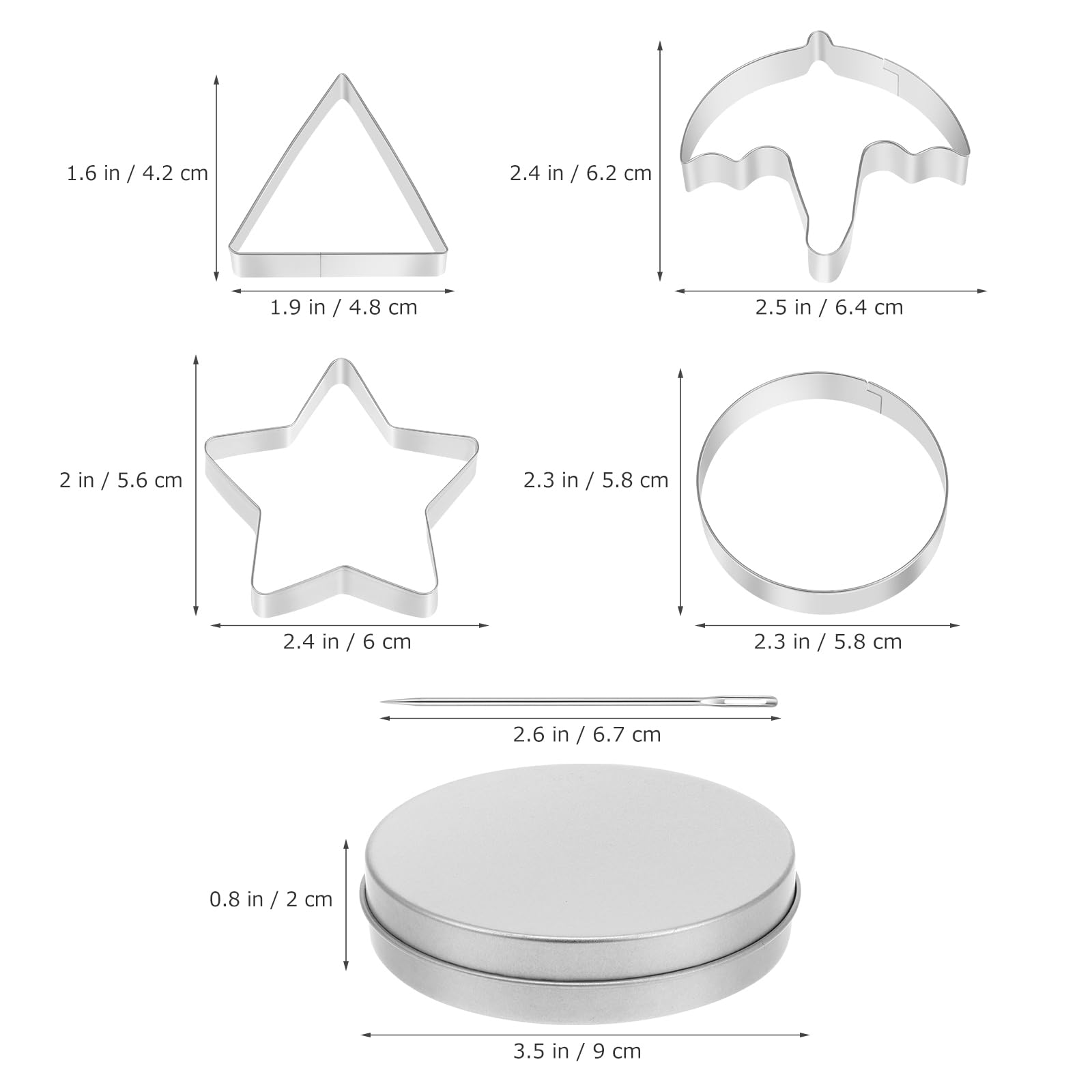 PRETYZOOM Set of 12 Korean Sugar Candy Making Tools, Dal-gona Stainless Steel Cookie Cutters Game Kit Mold with Umbrella, Triangle, Star Round Biscuit Mold for Christmas, Valentine's Party Kits