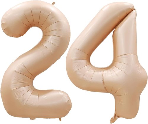 GOER Jumbo 42-Inch Foil Balloons - 24th Birthday Party Decorations in Caramel Color