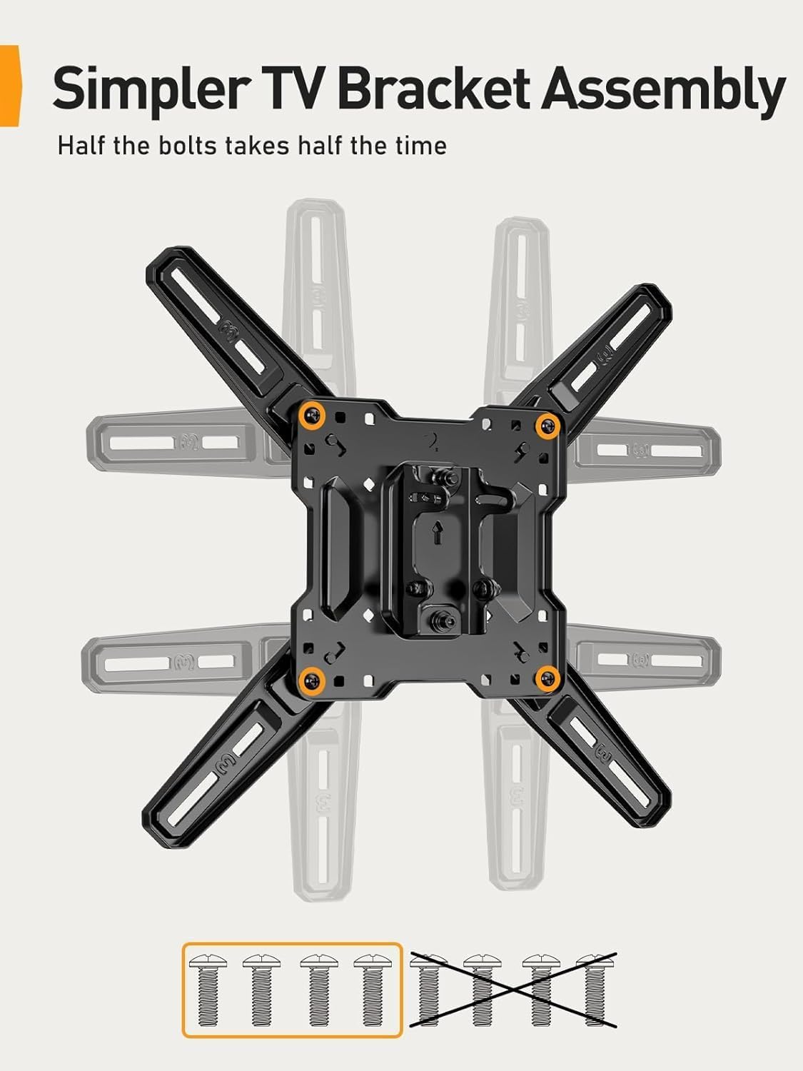 Perlegear Full Motion TV Mount - Articulating Wall Bracket for 26-65 Inch TVs | Tool-Free Tilt & Swivel, Max VESA 400x400mm