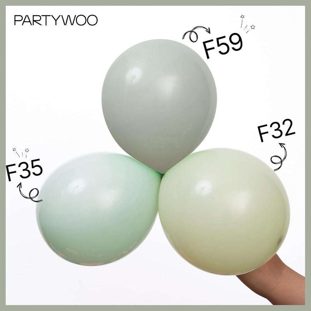 PartyWoo Dusty Green Balloons - 50pcs 12 Inch Sage Olive Eucalyptus Latex for Baby Shower & Wedding Decor
