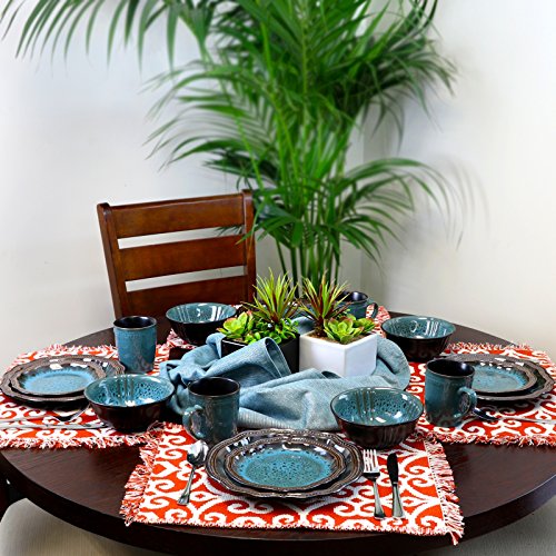 Elama’s Mystic Waves 16 Piece Dinnerware Set