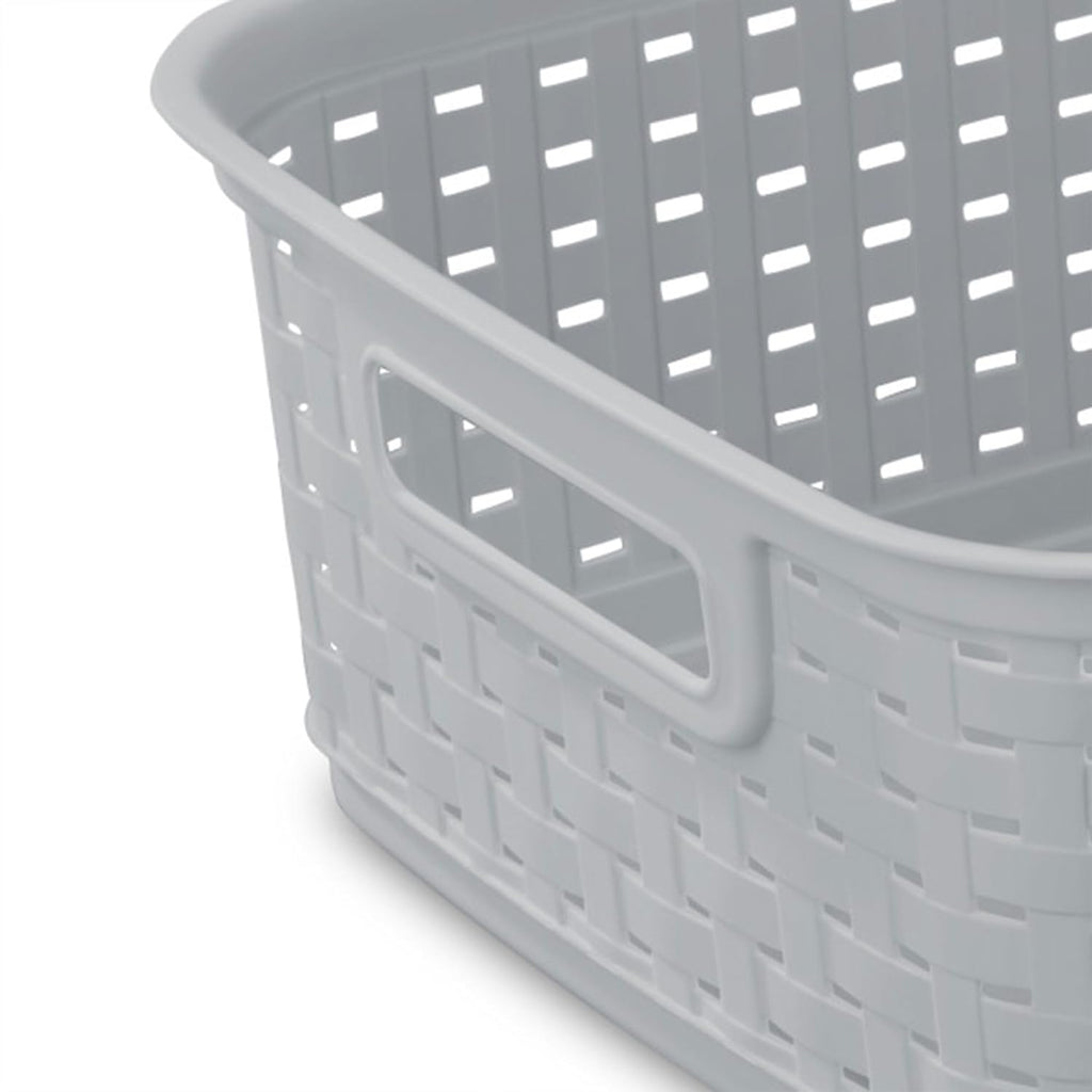 Sterilite Storage Baskets - Stylish Plastic Weave Design for Organizing Crafts & Jewelry | Gray, 6-Pack
