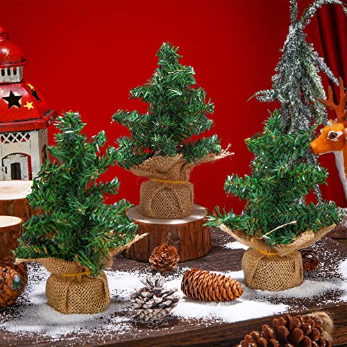 Mini Christmas Tree Set - 6 Pcs 7.87 Inch Tabletop Pine Decorations