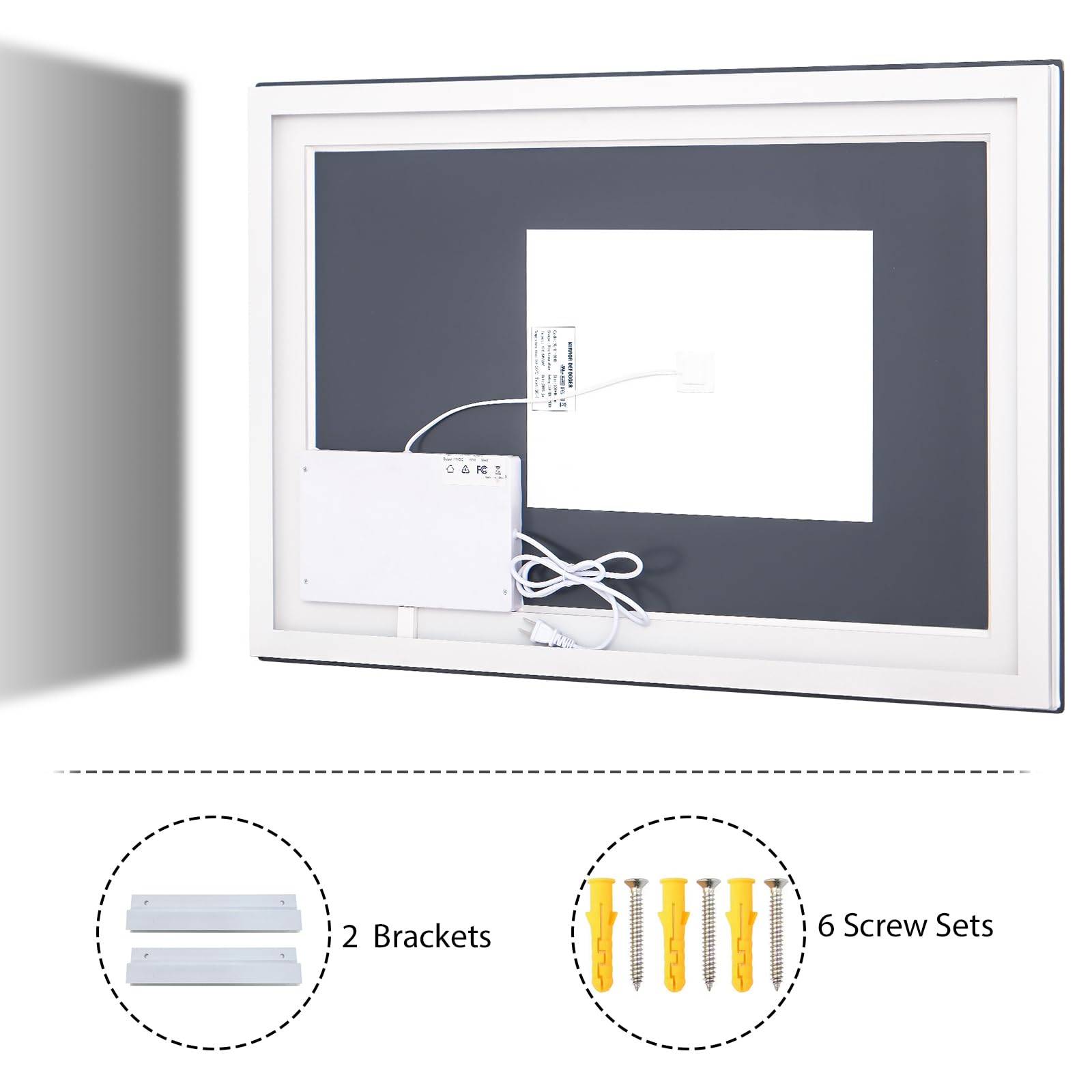 VooBang LED Bathroom Mirror 26 x 38 inches - 3 Adjustable Lighting Modes Lighted Smart Bathroom Vanity Mirror, Anti-Fog, Memory Function, Tempered Glass, Wall Mounted Horizontally Vertically