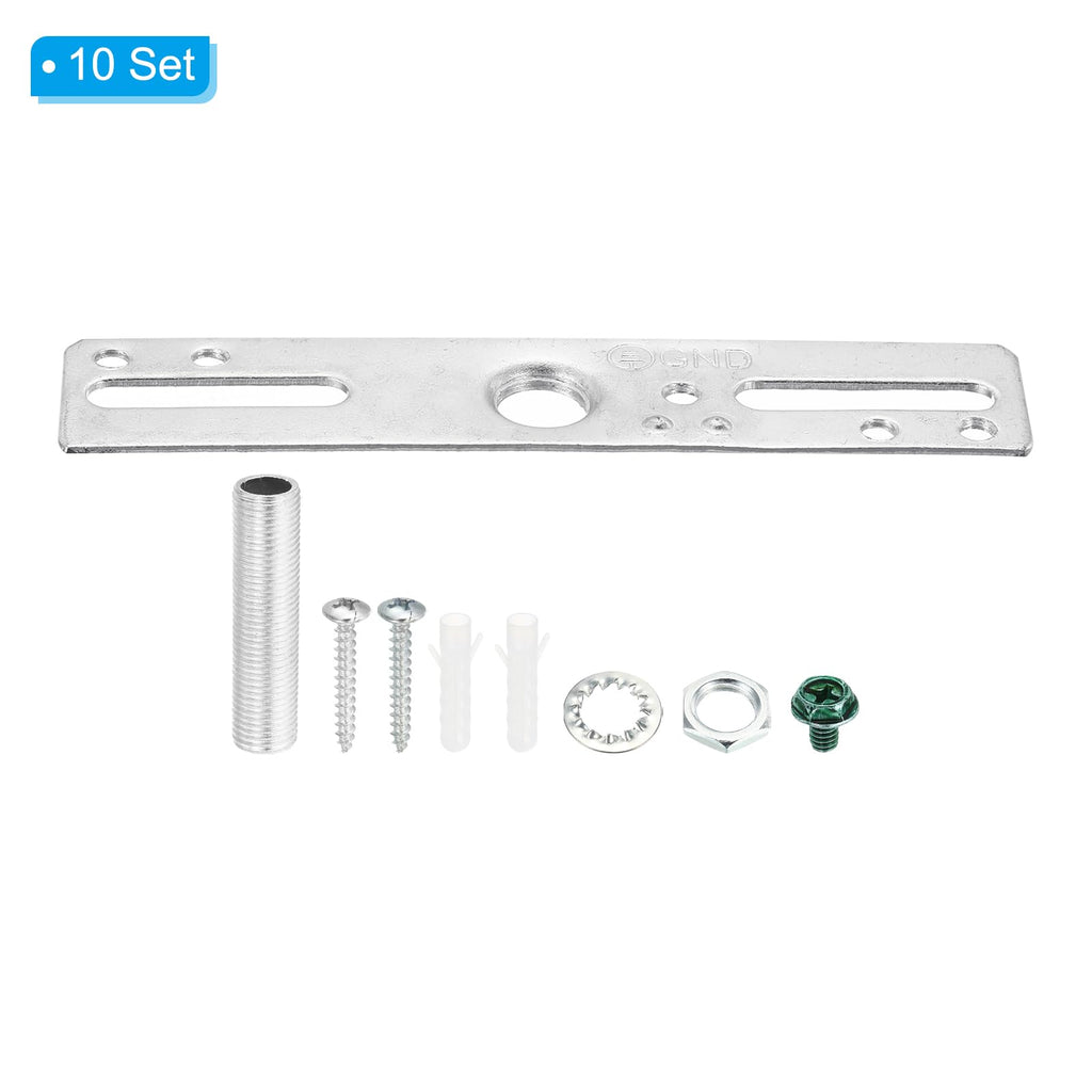 PATIKIL 4" Ceiling Light Plate Kit, 10 Pack Light Crossbar Mounting Bracket Universal Lamp Fixture Hardware Set for Chandelier Wall Light, Silver