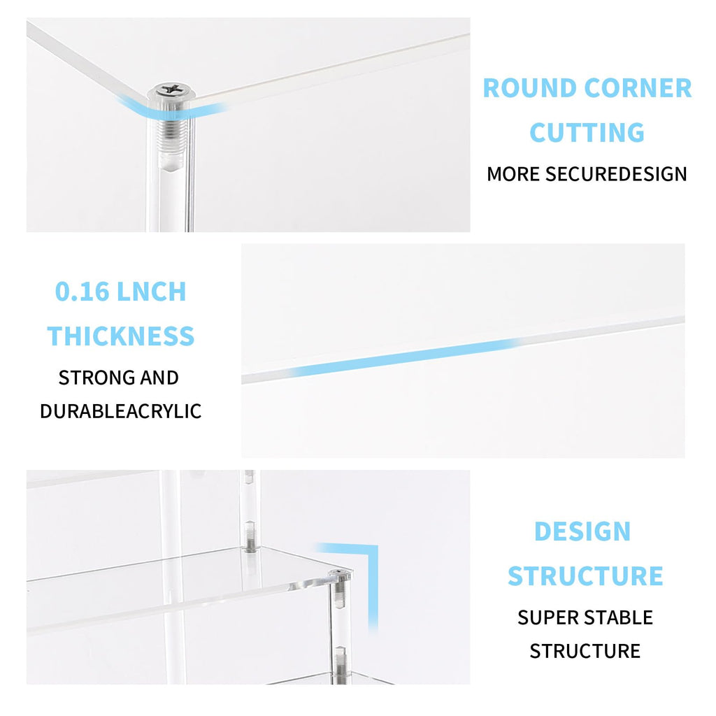 WEERSHUN 3 Tier Acrylic Display Stand Risers, Clear Tabletop Display Shelf for Perfume, Figures & Collectibles, Thick Acrylic Organizer for Cupcake, Cosmetics & Home Decoration