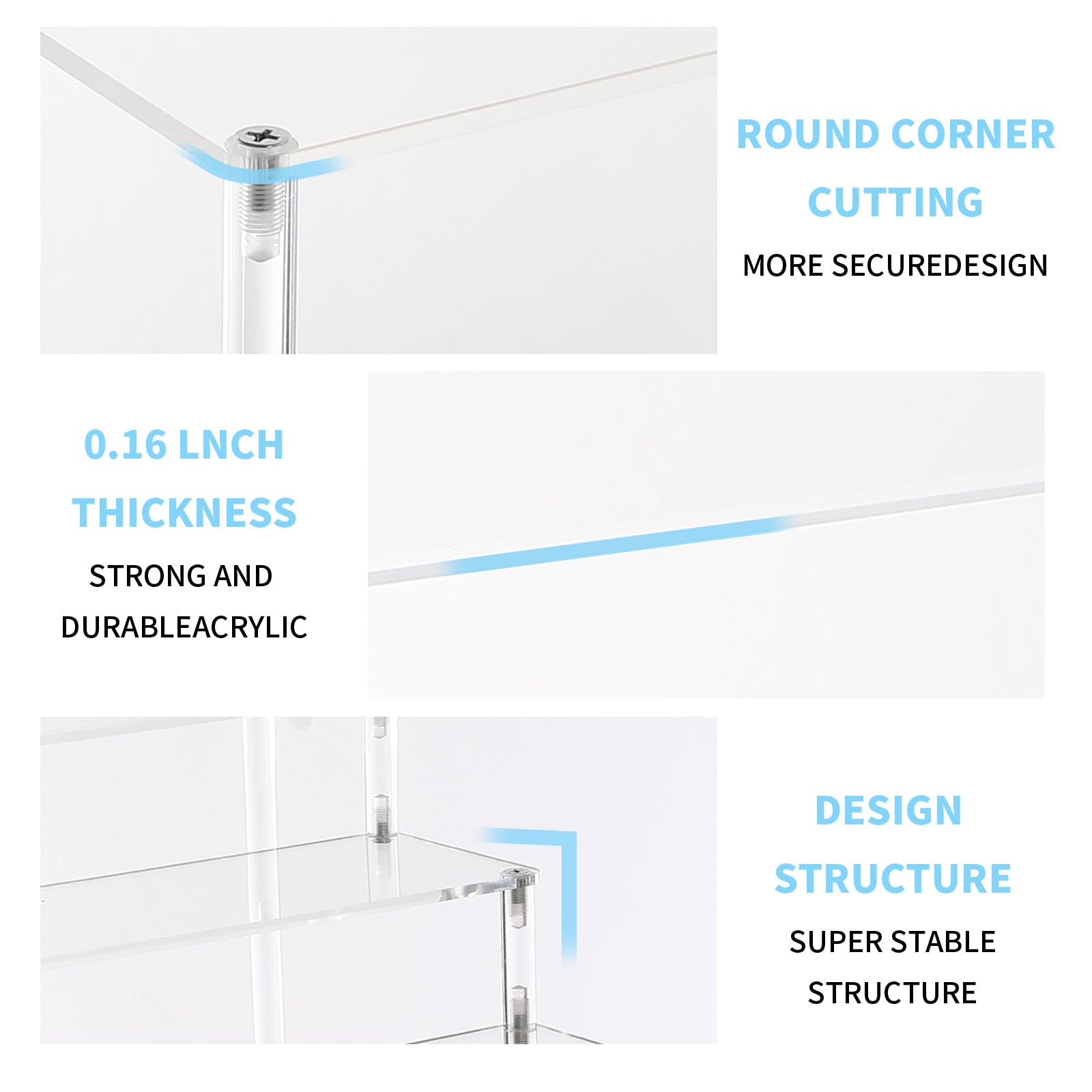 WEERSHUN 3 Tier Acrylic Display Stand Risers, Clear Tabletop Display Shelf for Perfume, Figures & Collectibles, Thick Acrylic Organizer for Cupcake, Cosmetics & Home Decoration