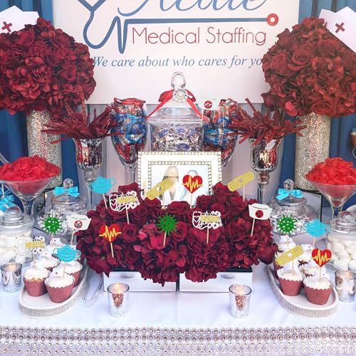 30 PCS Glitter Nurse Cupcake Toppers for Graduation & Parties