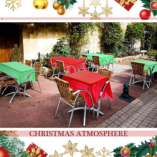 Christmas Disposable Plastic Tablecloths Set - Red Green 30 Pieces