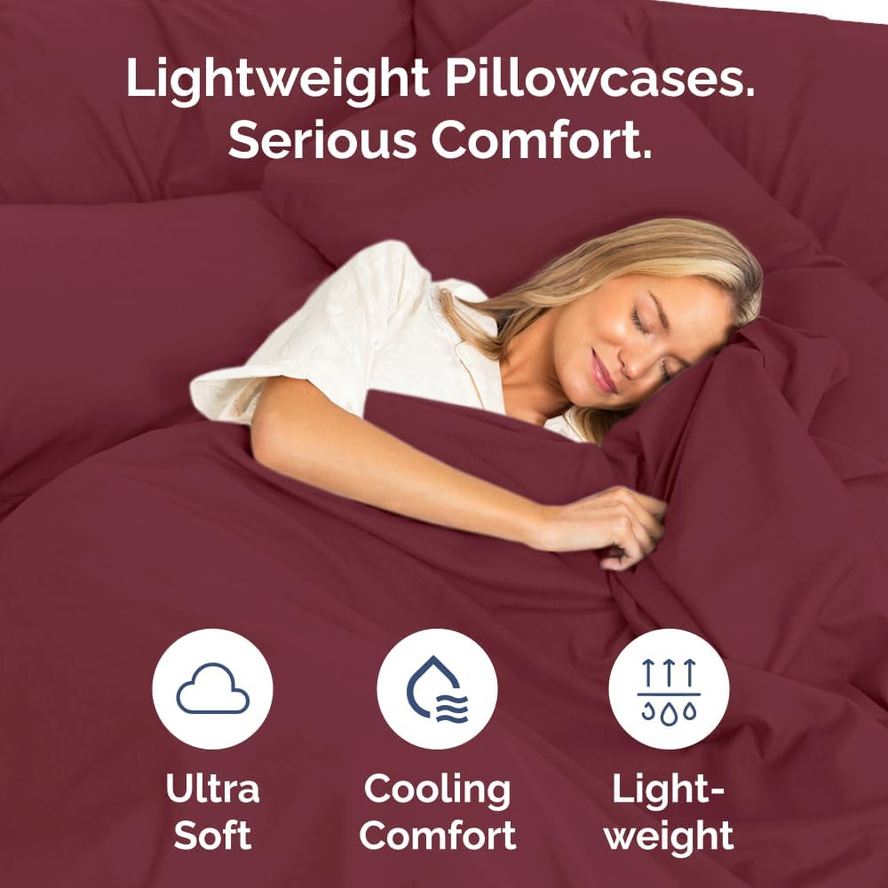 Queen Pillow Cases by [Brand Name] - Ultra Soft Hotel Quality Covers | Wrinkle-Free & Stain Resistant - 10-Piece Set in Burgundy
