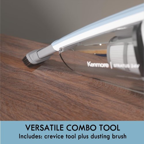 Kenmore DS1020 Cordless Stick Vacuum - Lightweight 2-in-1 Handheld with LED Headlight & 2-Speed Control, 16V, Gray-Blue