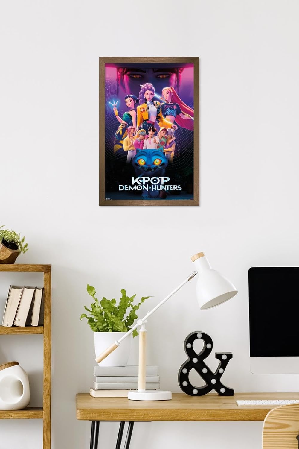 Netflix KPop Demon Hunters Wall Poster - Bronze Framed, 22.4L x 14.7W for Stylish Decor