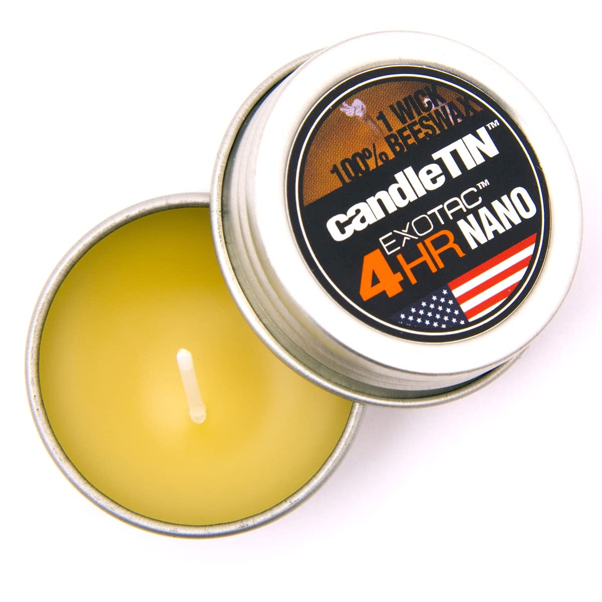 Exotac candleTIN Nano Emergency Beeswax Tealight Candle, Pack of 3